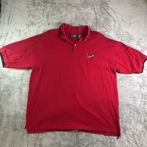 VTG‎ Crable Sportswear Red MLB Atlanta Braves Polo Shirt Men 2XL